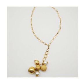 Colar Semi Jóia Dourado Bolas e Pérolas