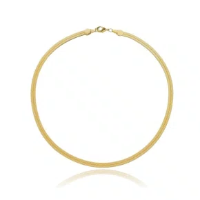 Colar Semi Jóia Dourado Chocker Fita Laminada