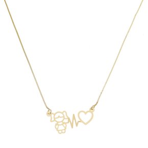 Colar Semi Jóia Dourado Menina Batimento