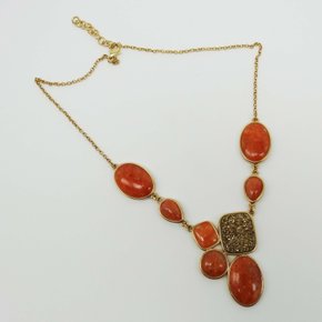 Colar Semi Jóia Pedras Laranja