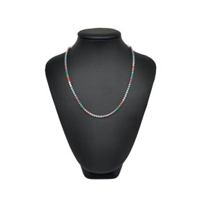 Colar Semi Jóia Prateado Riviera Pedras Coloridas