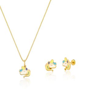 Conjunto Semi Jóia Infantil Unicórnio