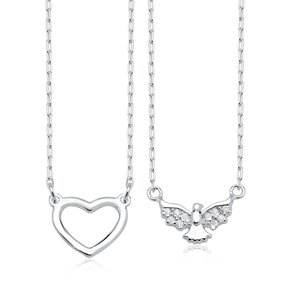 Escapulário Prata Coração e Espirito Santo Pedras