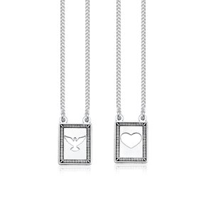 Escapulário Prata Espirito Santo e Coração Vazado