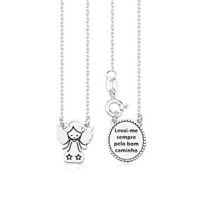 Escapulario Prata Infantil Santo Anjo Menina