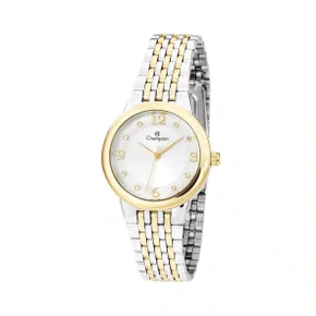 Kit Relógio Champion Feminino Dourado com Pedras