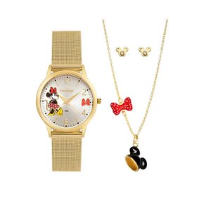 Kit Relógio Condor Disney Minnie Feminino Dourado