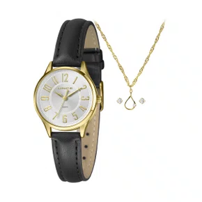 Kit Relógio Lince Feminino Dourado com Números
