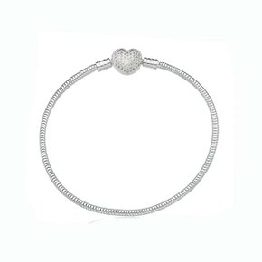 Pulseira Berloque Prata Coração com Pedras