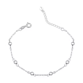 Pulseira Prata com Bolinhas Intercaladas