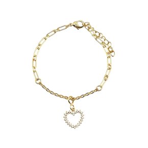 Pulseira Semi Jóia Dourada Coração com Pedras