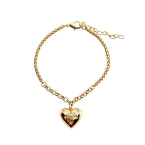 Pulseira Semi Jóia Dourada Coração com Pedras