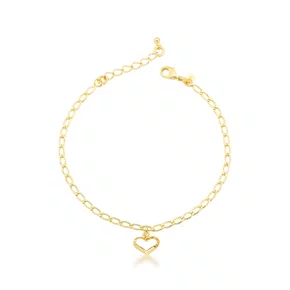 Pulseira Semi Jóia Dourada Coração Vazado