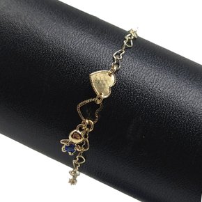 Pulseira Semi Jóia Dourada Corações e Menino