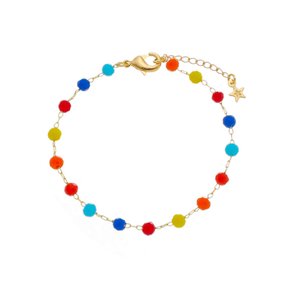 Pulseira Semi Jóia Dourada Pedras Coloridas