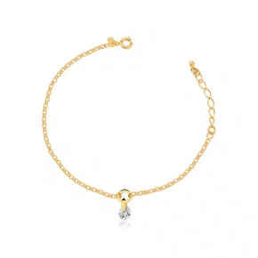 Pulseira Semi Jóia Dourada Pingente Zircônia