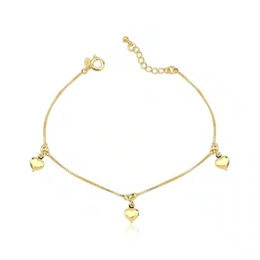 Pulseira Semi Jóia Dourada Veneziana com Corações