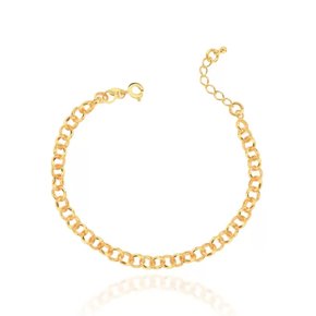 Pulseira Semi Jóia Feminina Dourada Elos Português
