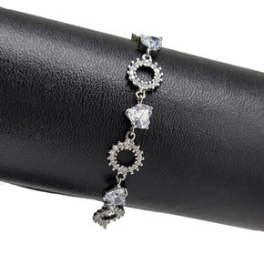 Pulseira Semi Jóia Prateada com Pedras Brancas