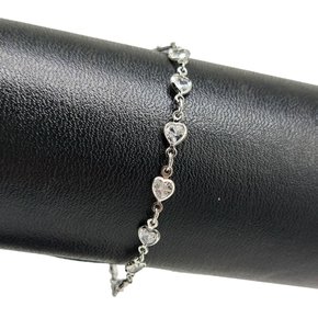 Pulseira Semi Jóia Prateada Corações com Pedras