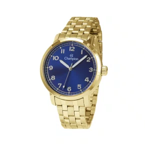 Relógio Champion Masculino Dourado Visor Azul
