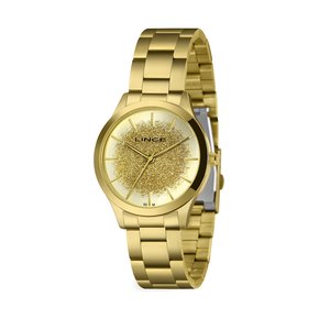 Relógio Lince Feminino Dourado com Gliter