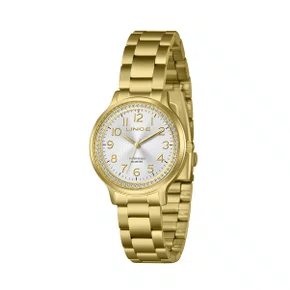 Relógio Lince Feminino Dourado com Pedras