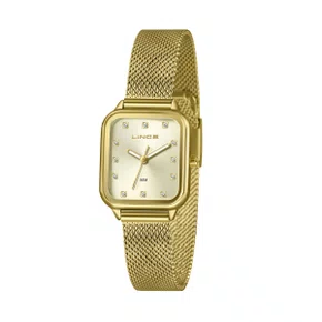 Relógio Lince Feminino Pulseira e Visor Dourado