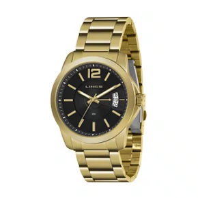 Relógio Lince Masculino Dourado Calendário