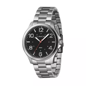 Relógio Lince Masculino Prata Fundo Preto