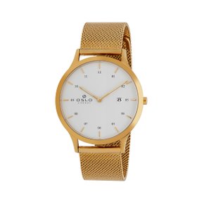 Relógio Oslo Norway Unissex Calendário Dourado