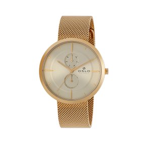 Relógio Oslo Norway Unissex Calendário Dourado