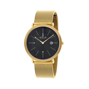 Relógio Oslo Unissex Calendário Dourado