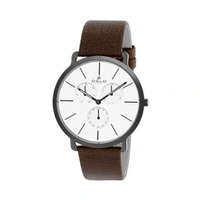 Relógio Oslo Unissex Grafite Pulseira de Couro