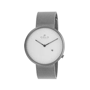 Relógio Oslo Unissex Slim Prata Calendário