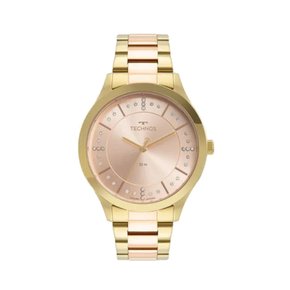 Relógio Technos Feminino Dourado e Rose com Pedras