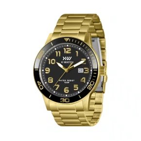 Relógio X-watch Masculino Dourado com Calendário