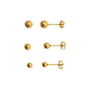 Trio Brinco Semi Jóia Dourado Bolinhas