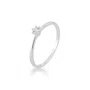 Anel Prata Solitário Pedra Zircônia 3mm
