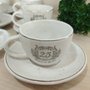 Jogo de Xícara Café Diceart Cerâmica Bodas de Prata