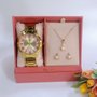 Kit Relógio Condor Feminino Dourado e Rosa