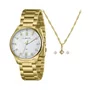 Kit Relógio Lince Feminino Dourado com Pedras