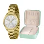 Kit Relógio Lince Feminino Dourado com Porta Jóia