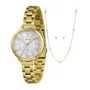 Kit Relógio Lince Feminino Dourado Madrepérola