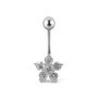 Piercing Prata 925 para Umbigo Flor com Pedra