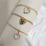Pulseira Semi Jóia Dourada Coração com Pedras