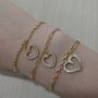 Pulseira Semi Jóia Dourada Coração com Pedras