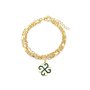 Pulseira Semi Jóia Dourada Tripla Pingente Trevo